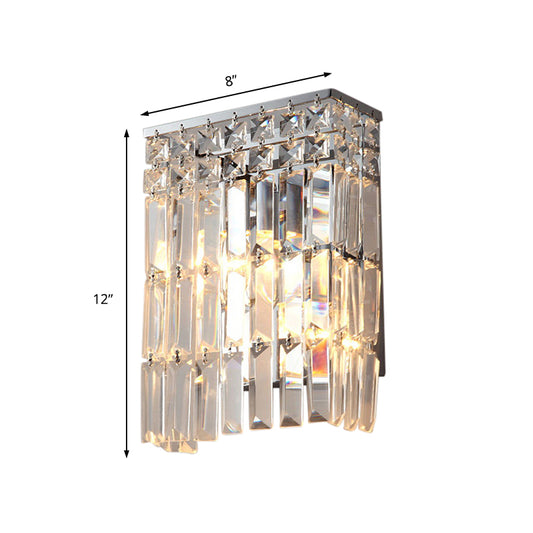 Chrome Finish Crystal Prism Sconce Lighting 2 Lights Modern Stylish Wall Mounted Lamp for Corridor Clearhalo 'Modern wall lights' 'Modern' 'Wall Lamps & Sconces' 'Wall Lights' Lighting' 155849