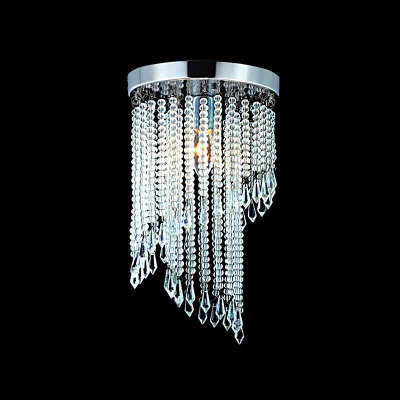 Corridor Spiral Flush Mount Light Clear Crystal Modernist Chrome Finish Ceiling Lighting Clearhalo 'Ceiling Lights' 'Close To Ceiling Lights' 'Close to ceiling' 'Flush mount' Lighting' 155934