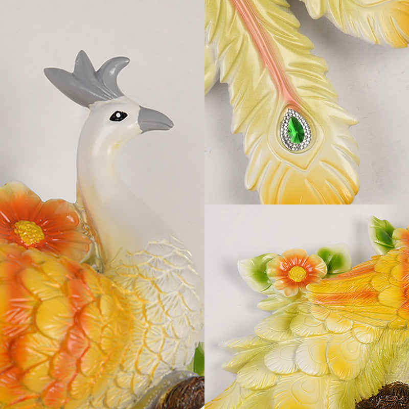 Domed Wall Light Sconce Loft Style Crystal and Resin 1 Head Wall Lamp with Left/Right Peacock Backplate in Gold/Green, 1/2 Packs Clearhalo 'Wall Lamps & Sconces' 'Wall Lights' Lighting' 156325