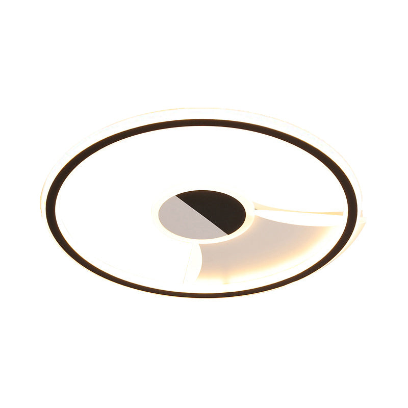 Acrylic Circular Flush Ceiling Light Simple Style LED Black and White 16"/19.5"/23.5" Dia LED Ceiling Lamp for Bedroom in Warm/White Clearhalo 'Ceiling Lights' 'Close To Ceiling Lights' 'Close to ceiling' 'Flush mount' Lighting' 156341
