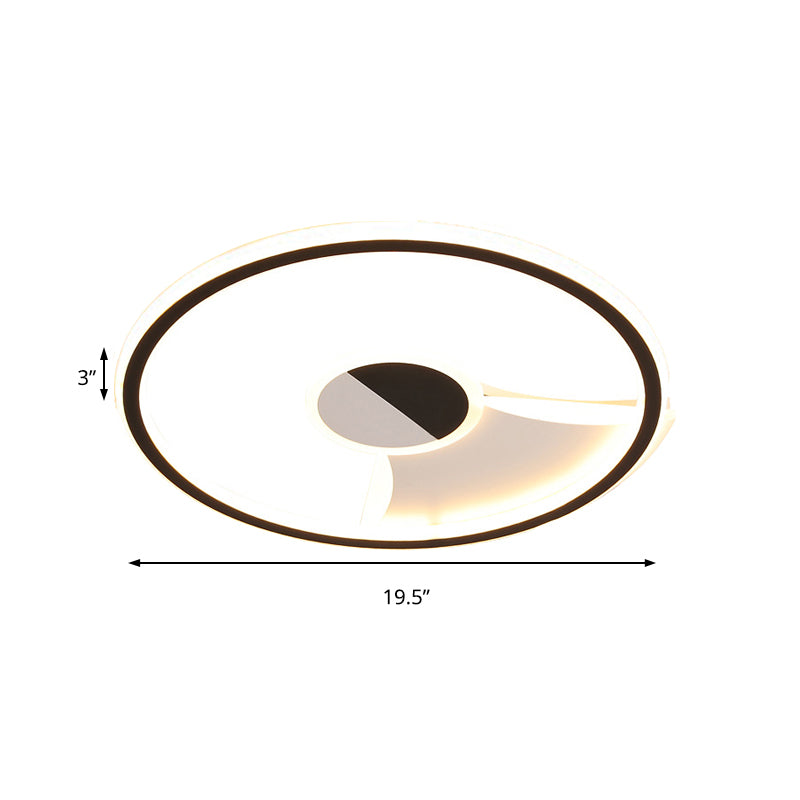 Acrylic Circular Flush Ceiling Light Simple Style LED Black and White 16"/19.5"/23.5" Dia LED Ceiling Lamp for Bedroom in Warm/White Clearhalo 'Ceiling Lights' 'Close To Ceiling Lights' 'Close to ceiling' 'Flush mount' Lighting' 156343