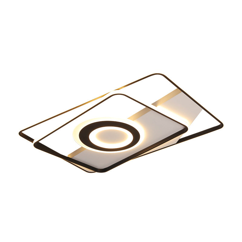 Square/Rectangular Flush Mount Light Contemporary Acrylic Black Living Room Integrated LED Ceiling Light in Warm/White, 16"/19.5"/23.5" W Clearhalo 'Ceiling Lights' 'Close To Ceiling Lights' 'Close to ceiling' 'Flush mount' Lighting' 156396