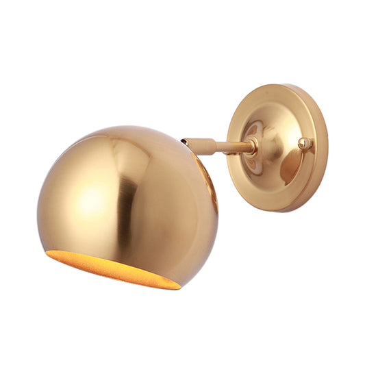 Brass 1 Bulb Wall Light Sconce Loft Style Metal Globe Shade Wall Mounted Lamp for Dining Room Clearhalo 'Art deco wall lights' 'Cast Iron' 'Glass' 'Industrial wall lights' 'Industrial' 'Middle century wall lights' 'Modern' 'Rustic wall lights' 'Tiffany' 'Traditional wall lights' 'Wall Lamps & Sconces' 'Wall Lights' Lighting' 156431
