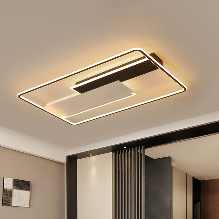 Square/Rectangular Flush Mount Lamp Modern Acrylic 1-Light Black LED Ceiling Light Fixture in Warm/White Light, 19.5"/37.5" Wide Clearhalo 'Ceiling Lights' 'Close To Ceiling Lights' 'Close to ceiling' 'Flush mount' Lighting' 156477