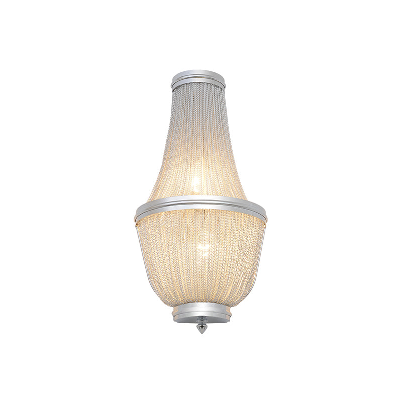 Empire Chandelier Sconce Lighting Modern Aluminum 2 Lights Wall Lamp in Coffee/Silver for Bedside Clearhalo 'Cast Iron' 'Glass' 'Industrial' 'Modern wall lights' 'Modern' 'Tiffany' 'Traditional wall lights' 'Wall Lamps & Sconces' 'Wall Lights' Lighting' 156510