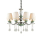 Nordic Cone Pendant Lamp Fabric 8 Lights Chandelier Light Fixture with Clear Crystal Drop in Green for Bedroom Clearhalo 'Ceiling Lights' 'Chandeliers' 'Modern Chandeliers' 'Modern' Lighting' 156728