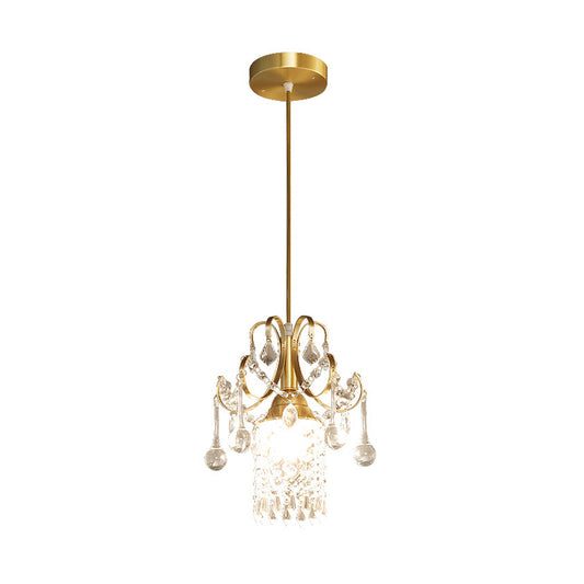 Clear Crystal Shade Ceiling Pendant Light Contemporary 1 Light Suspended Lamp in Gold for Kitchen Clearhalo 'Ceiling Lights' 'Modern Pendants' 'Modern' 'Pendant Lights' 'Pendants' Lighting' 156807