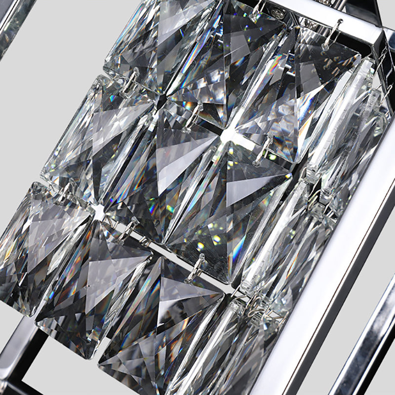 Rectangle Cage Balcony Pendant Lamp with Inner Clear Crystal Shade Modern 1 Light Ceiling Light in Nickel Clearhalo 'Ceiling Lights' 'Modern Pendants' 'Modern' 'Pendant Lights' 'Pendants' Lighting' 156869