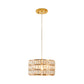 Golden Drum Hanging Lamp Contemporary Clear Crystal 1 Light Hanging Light Fixture for Dining Table Clearhalo 'Ceiling Lights' 'Modern Pendants' 'Modern' 'Pendant Lights' 'Pendants' Lighting' 157004