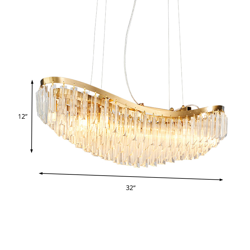 Crystal Ship Large Chandelier for Restaurant Hotel Post Modern LED Ceiling Hanging Light in Gold, White Light Clearhalo 'Ceiling Lights' 'Chandeliers' 'Modern Chandeliers' 'Modern' Lighting' 157475