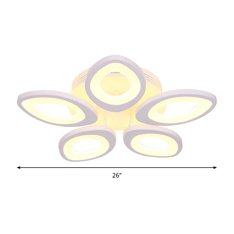 Modern 4/5/8 Lights LED Flush Mount Light with Acrylic Shade White Leaf Ceiling Lighting in Warm/White/Natural Light Clearhalo 'Ceiling Lights' 'Close To Ceiling Lights' 'Close to ceiling' 'Semi-flushmount' Lighting' 157503