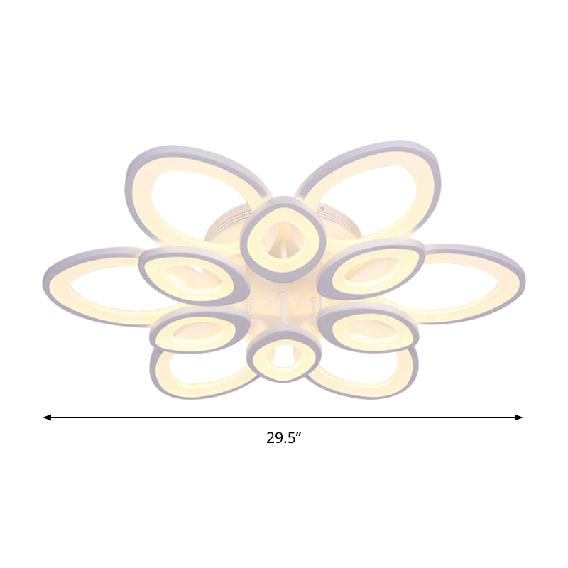 Modern 4/5/8 Lights LED Flush Mount Light with Acrylic Shade White Leaf Ceiling Lighting in Warm/White/Natural Light Clearhalo 'Ceiling Lights' 'Close To Ceiling Lights' 'Close to ceiling' 'Semi-flushmount' Lighting' 157511