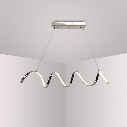 Curved Chandelier Lamp Contemporary Crystal Silver LED Hanging Light Fixture in Warm/White Light for Restaurant Silver Clearhalo 'Ceiling Lights' 'Chandeliers' 'Modern Chandeliers' 'Modern' Lighting' 157519