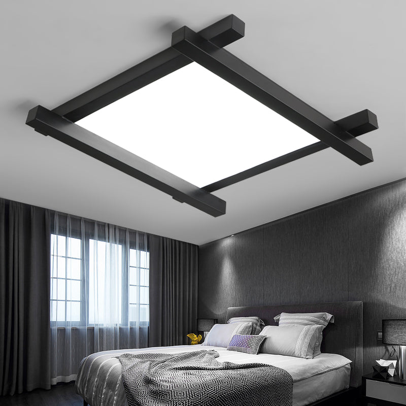 Black/White Crossed Lines Flush Mount Lamp Simple Metal LED 17"/21"/25" Wide Ceiling Flush Mount with Acrylic Diffuser Clearhalo 'Ceiling Lights' 'Close To Ceiling Lights' 'Close to ceiling' 'Flush mount' Lighting' 157530