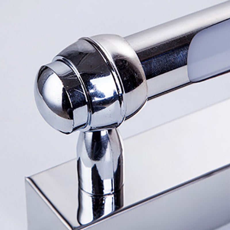 Linear Indoor Vanity Lamp Stainless Steel 16.5"/23" Wide LED Modern Style Wall Sconce Lighting in Chrome Finish Clearhalo 'Cast Iron' 'Glass' 'Industrial' 'Modern wall lights' 'Modern' 'Tiffany' 'Traditional wall lights' 'Vanity Lights' 'Wall Lights' Lighting' 157544