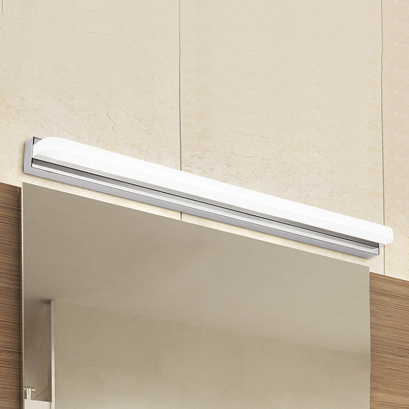 Simple Style LED Wall Mounted Vanity Light with Acrylic Shade Chrome Slim Sconce Lighting in Warm/White Light, 16.5"/20.5" W Clearhalo 'Cast Iron' 'Glass' 'Industrial' 'Modern wall lights' 'Modern' 'Tiffany' 'Traditional wall lights' 'Vanity Lights' 'Wall Lights' Lighting' 157670