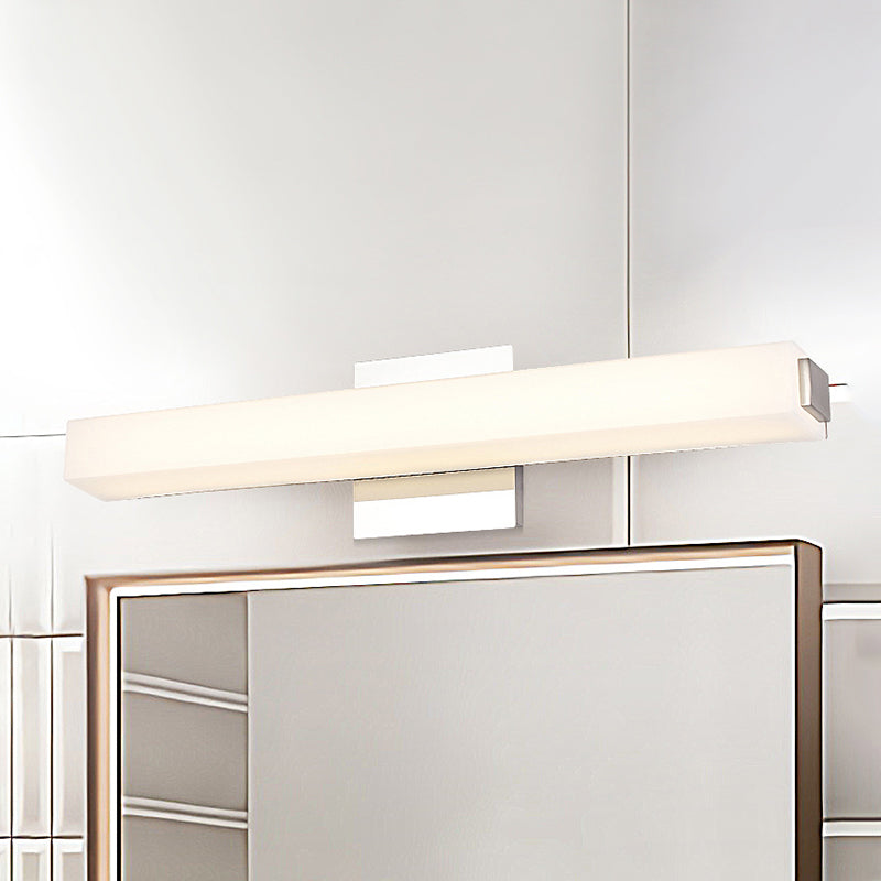 Simplistic LED Wall Sconce with Acrylic Shade Chrome Finish Rectangular Vanity Lighting in Warm/White Light, 16.5"/24.5" Dia Chrome Clearhalo 'Cast Iron' 'Glass' 'Industrial' 'Modern wall lights' 'Modern' 'Tiffany' 'Traditional wall lights' 'Vanity Lights' 'Wall Lights' Lighting' 157688