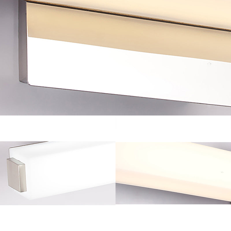 Simplistic LED Wall Sconce with Acrylic Shade Chrome Finish Rectangular Vanity Lighting in Warm/White Light, 16.5"/24.5" Dia Clearhalo 'Cast Iron' 'Glass' 'Industrial' 'Modern wall lights' 'Modern' 'Tiffany' 'Traditional wall lights' 'Vanity Lights' 'Wall Lights' Lighting' 157692