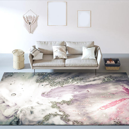Pink and White Nordic Rug Polyester Abstract Rug Washable Non-Slip Backing Carpet for Living Room Clearhalo 'Area Rug' 'Modern' 'Rugs' Rug' 1578744