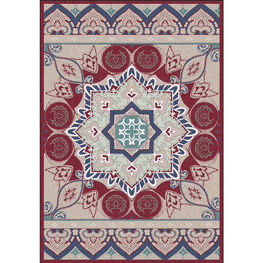 Pink Bedroom Rug Moroccan Medallion Flower Pattern Area Rug Polyester Machine Washable Anti-Slip Backing Carpet Clearhalo 'Area Rug' 'Moroccan' 'Rugs' Rug' 1578769