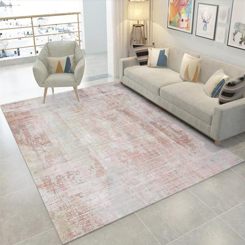 Modern Abstract Rug Light Pink Polyester Rug Washable Non-Slip Backing ...