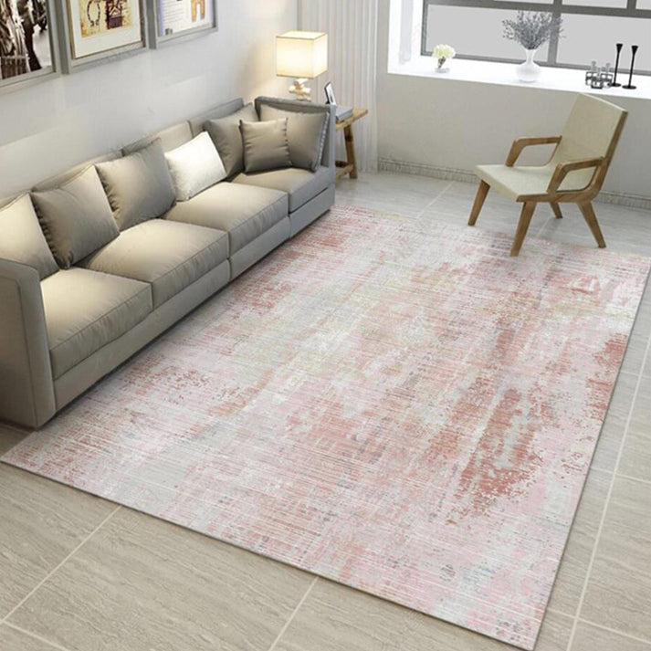 Modern Abstract Rug Light Pink Polyester Rug Washable NonSlip Backing