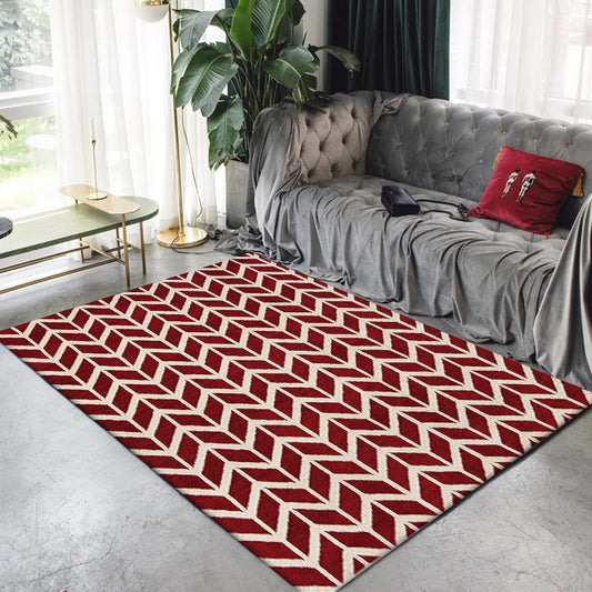 Simple Chevron Print Rug Red Polyester Rug Machine Washable Non-Slip Backing Area Rug for Bedroom Red Clearhalo 'Area Rug' 'Modern' 'Rugs' Rug' 1578939