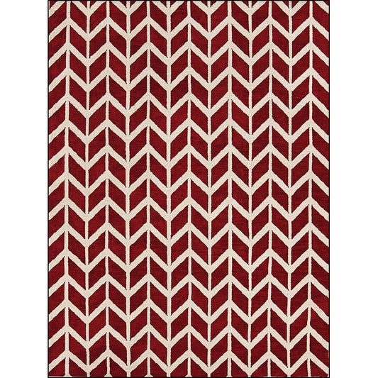 Simple Chevron Print Rug Red Polyester Rug Machine Washable Non-Slip Backing Area Rug for Bedroom Clearhalo 'Area Rug' 'Modern' 'Rugs' Rug' 1578941