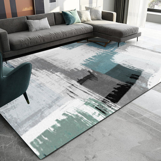 Blue and Grey Modern Rug Polyester Brushstroke Painting Print Rug Washable Non-Slip Backing Carpet for Living Room Blue Clearhalo 'Area Rug' 'Modern' 'Rugs' Rug' 1578987