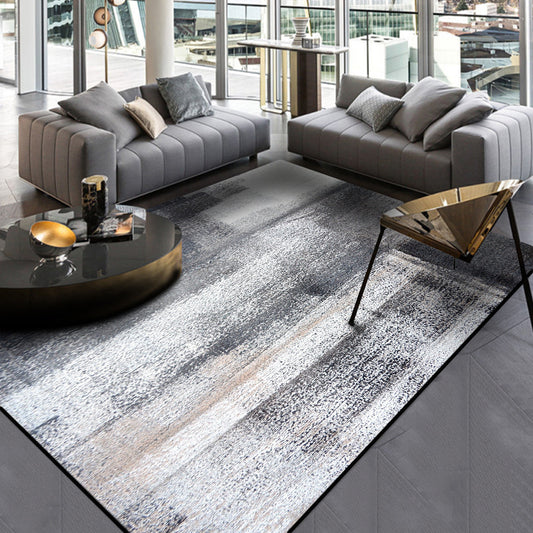 Industrial Brushstroke Painting Pattern Rug Grey Polyester Rug Washable Non-Slip Backing Area Rug for Bedroom Grey Clearhalo 'Area Rug' 'Modern' 'Rugs' Rug' 1578994