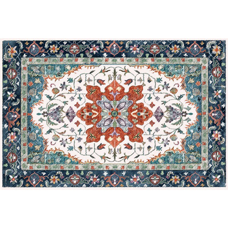 Moroccan Living Room Rug Colorful Medallion Leaf Floral Print Rug Polyester Non-Slip Area Rug Clearhalo 'Area Rug' 'Moroccan' 'Rugs' Rug' 1579036