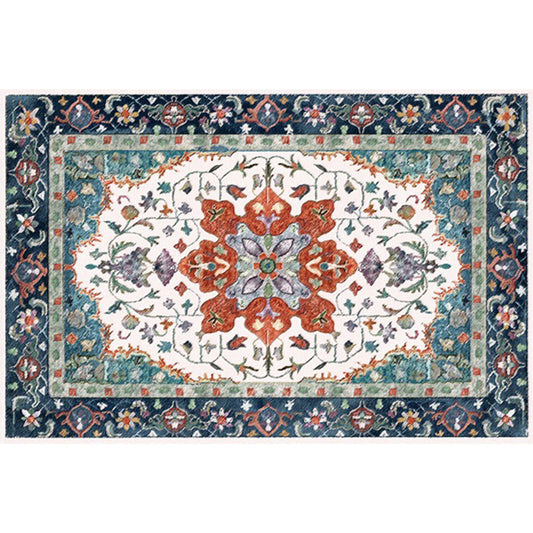 Moroccan Living Room Rug Colorful Medallion Leaf Floral Print Rug Polyester Non-Slip Area Rug Clearhalo 'Area Rug' 'Moroccan' 'Rugs' Rug' 1579036