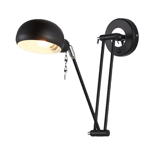 Bowl Living Room Sconce Lighting with Swing Arm Industrial Retro Metallic 1 Light Black Reading Wall Light Clearhalo 'Art deco wall lights' 'Cast Iron' 'Glass' 'Industrial wall lights' 'Industrial' 'Middle century wall lights' 'Modern' 'Rustic wall lights' 'Tiffany' 'Traditional wall lights' 'Wall Lamps & Sconces' 'Wall Lights' Lighting' 157906