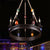 6 Bulbs Chandelier Lighting Industrial Ring Metallic Pendant Light Fixture with Rope and Billiard Ball Deco in Rust Rust Clearhalo 'Cast Iron' 'Ceiling Lights' 'Chandeliers' 'Industrial Chandeliers' 'Industrial' 'Metal' 'Middle Century Chandeliers' 'Rustic Chandeliers' 'Tiffany' Lighting' 157916