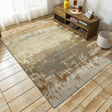 Yellow Casual Rug Polyester Abstract Rug Washable Non-Slip Backing Carpet for Living Room