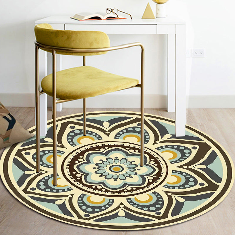 Unique Floral Pattern Rug Green and Yellow Mediterranean Rug Flannel Non-Slip Backing Washable Carpet for Living Room Clearhalo 'Area Rug' 'Moroccan' 'Rugs' Rug' 1579196