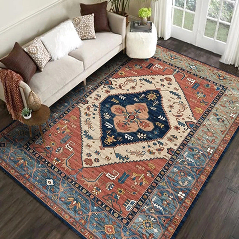 Moroccan Living Room Rug in Brown Medallion Floral Print Rug Polyester Non-Slip Stain-Resistant Area Rug Clearhalo 'Area Rug' 'Moroccan' 'Rugs' Rug' 1579202