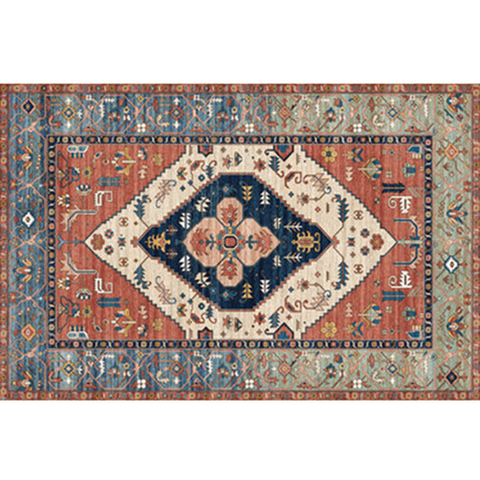 Moroccan Living Room Rug in Brown Medallion Floral Print Rug Polyester Non-Slip Stain-Resistant Area Rug Clearhalo 'Area Rug' 'Moroccan' 'Rugs' Rug' 1579203