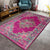 Purple Bedroom Rug Moroccan Medallion Flower Pattern Area Rug Polyester Washable Anti-Slip Backing Carpet Rose Red Clearhalo 'Area Rug' 'Moroccan' 'Rugs' Rug' 1579209