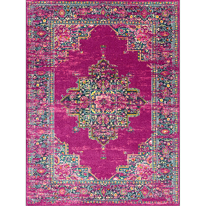 Purple Bedroom Rug Moroccan Medallion Flower Pattern Area Rug Polyester Washable Anti-Slip Backing Carpet Clearhalo 'Area Rug' 'Moroccan' 'Rugs' Rug' 1579211