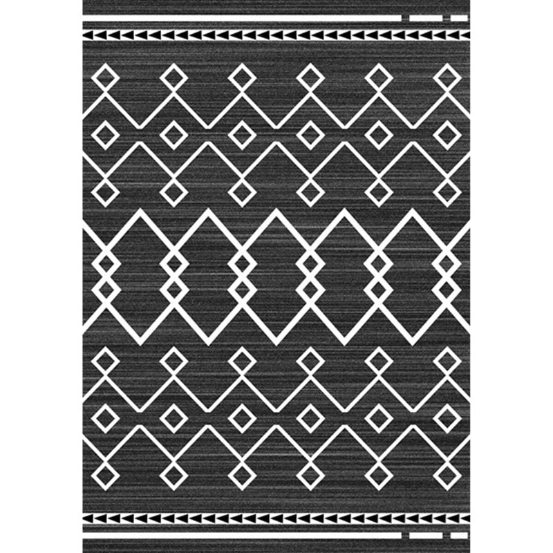 Modern Geometric Rug Dark Grey Polyester Rug Machine Washable Non-Slip Backing Area Rug for Bedroom Clearhalo 'Area Rug' 'Modern' 'Rugs' Rug' 1579243