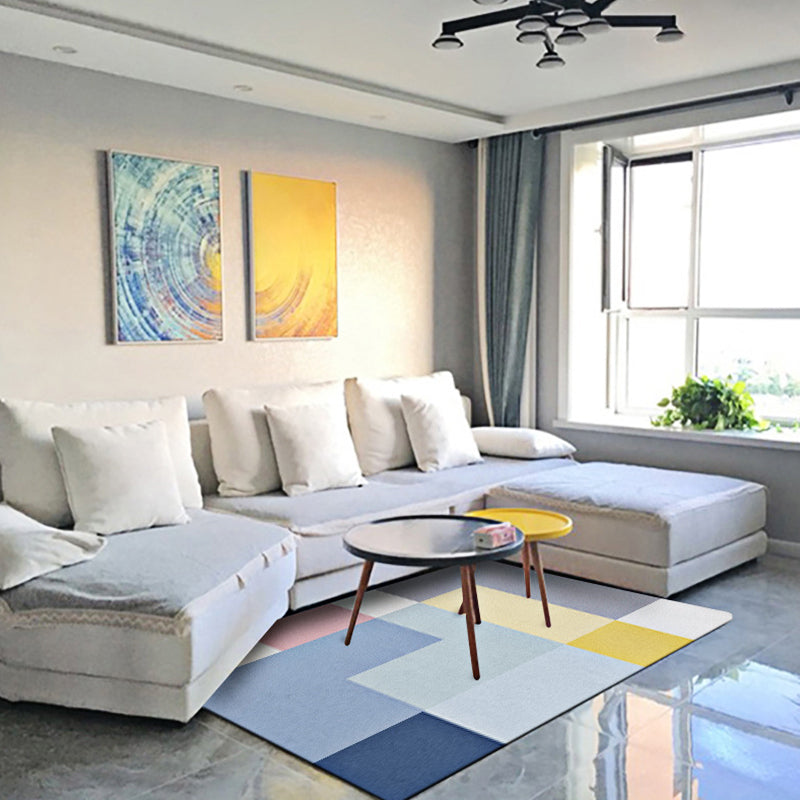 Modern Living Room Rug Multicolor Colorblock Print Rug Polyester Washable Anti-Slip Backing Area Rug Blue Clearhalo 'Area Rug' 'Modern' 'Rugs' Rug' 1579427