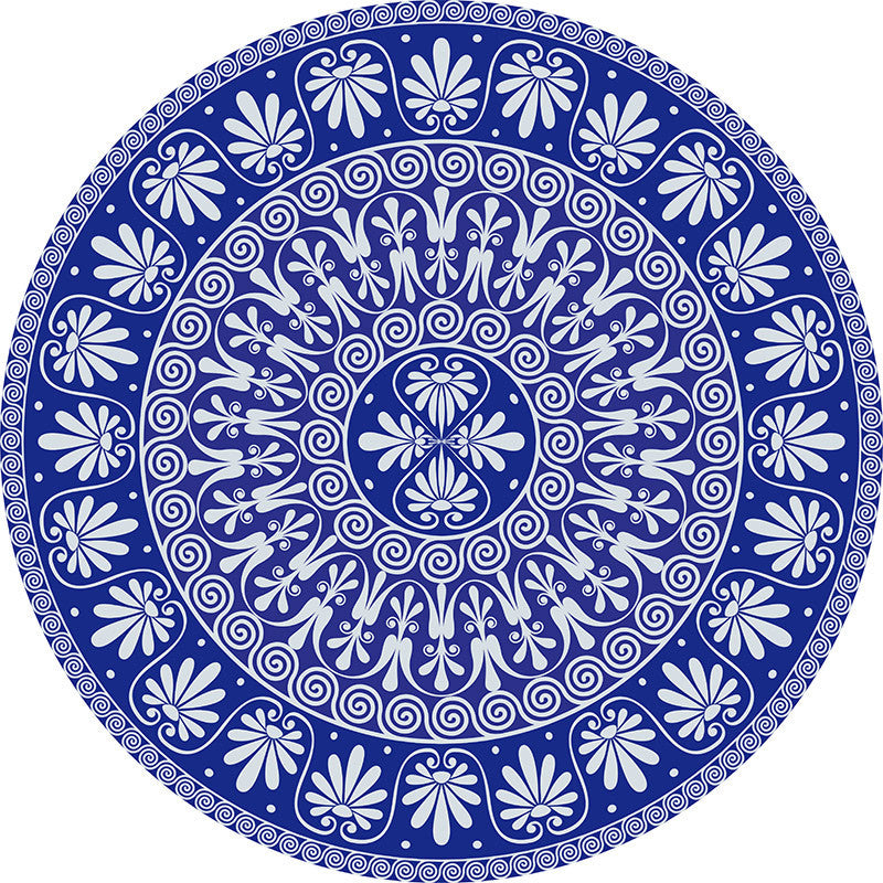 Blue Mediterranean Rug Flannel Floral Print Rug Washable Non-Slip Backing Area Rug for Living Room Clearhalo 'Area Rug' 'Moroccan' 'Rugs' Rug' 1579473