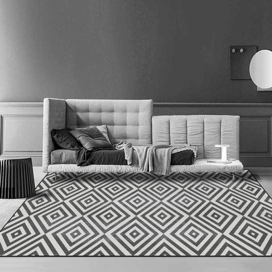Casual Geometric Pattern Rug Grey Contemporary Rug Polyester Washable Anti-Slip Backing Area Rug for Living Room Clearhalo 'Area Rug' 'Modern' 'Rugs' Rug' 1579487
