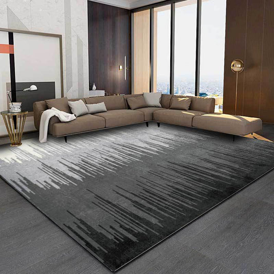 Modern Living Room Rug Grey Abstract Color Block Line Pattern Rug Polyester Washable Area Rug Clearhalo 'Area Rug' 'Modern' 'Rugs' Rug' 1579503