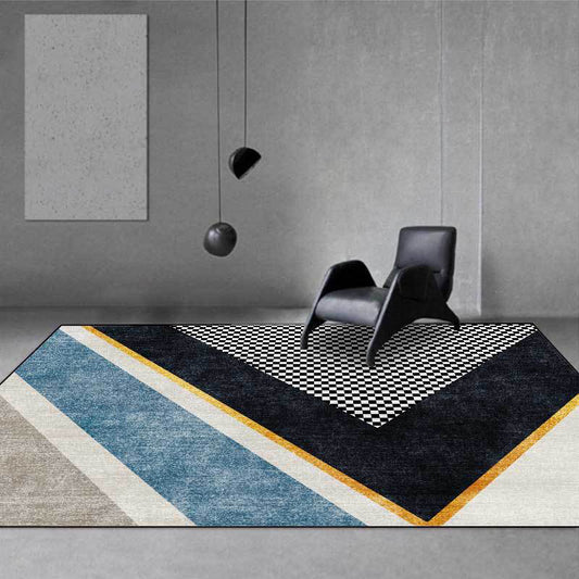 Modern Living Room Rug Colorful Colorblock Small Check Print Rug Polyester Machine Washable Stain-Resistant Area Rug Blue Clearhalo 'Area Rug' 'Modern' 'Rugs' Rug' 1579542