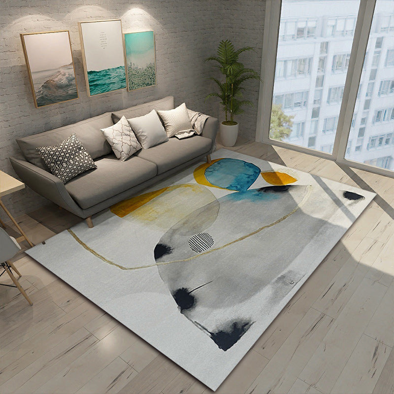 Unique Abstract Rug Grey and Yellow Casual Rug Polyester Washable Area Rug for Bedroom Clearhalo 'Area Rug' 'Modern' 'Rugs' Rug' 1579652