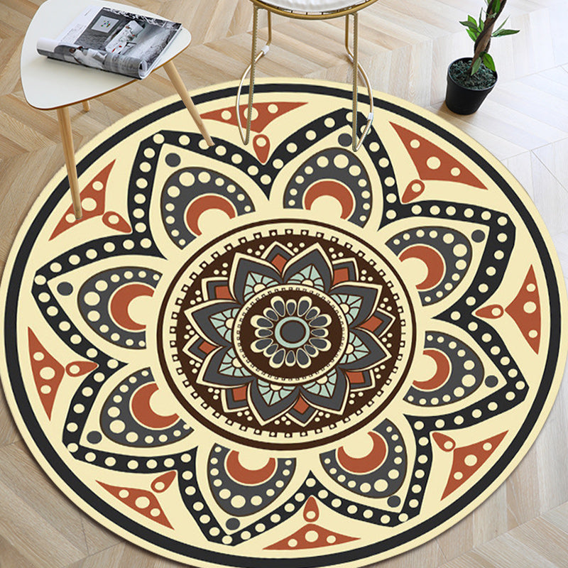 Persian Floral Pattern Rug Yellow Flannel Rug Machine Washable Anti-Slip Area Rug for Bedroom Yellow Clearhalo 'Area Rug' 'Moroccan' 'Rugs' Rug' 1579737