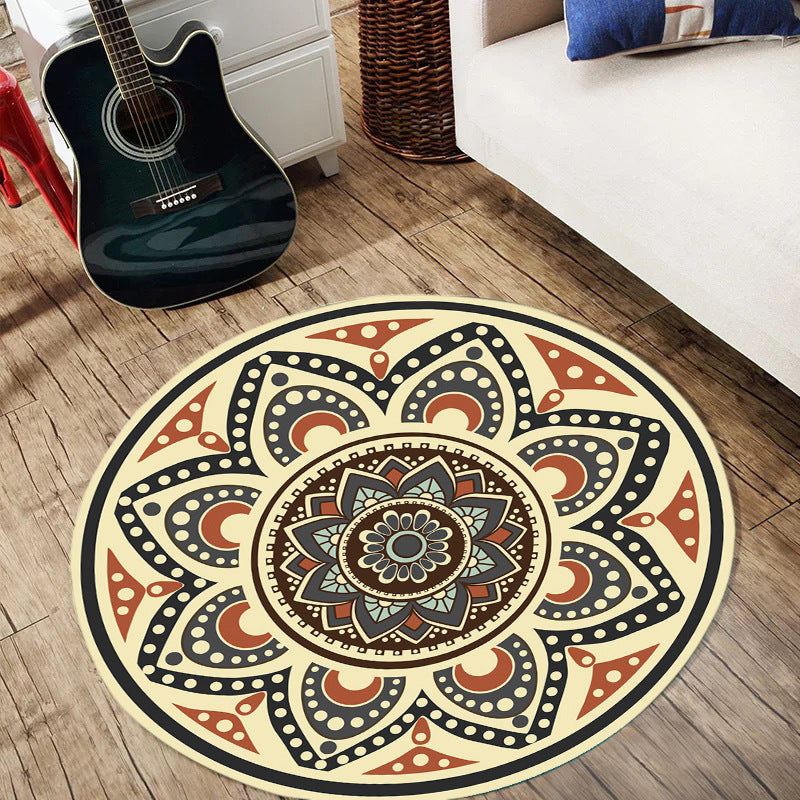 Persian Floral Pattern Rug Yellow Flannel Rug Machine Washable Anti-Slip Area Rug for Bedroom Clearhalo 'Area Rug' 'Moroccan' 'Rugs' Rug' 1579738