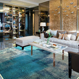 Modern Oil Painting Pattern Rug Blue Polyester Rug Washable Non-Slip Backing Area Rug for Bedroom Blue Clearhalo 'Area Rug' 'Modern' 'Rugs' Rug' 1579775